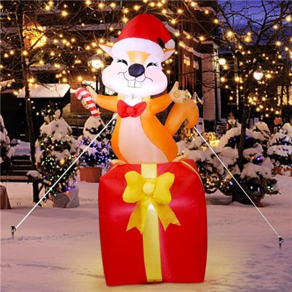 Holiday Christmas Inflatable Decoration 5ft Blowup Squirrel Standing